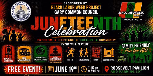 \ud83c\udf89 Celebrate Juneteenth with the Gary community! \u2764\ufe0f\ud83d\udc9b\ud83d\udc9a