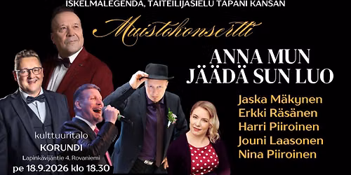 Anna mun jäädä sun luo - Tapani Kansan muistokonsertti — Korundi