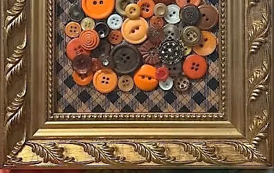 Vintage Button Pumpkin Art