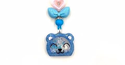 Bead Bar+UV\/LED Resin: Kuma in Blue Keychain - Mapunapuna