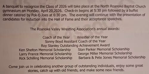 Roanoke Valley Wrestling Assoc Hall Of Fame