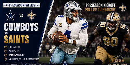 Saints Vs. Cowboys HOME OPENER WATCH PARTY