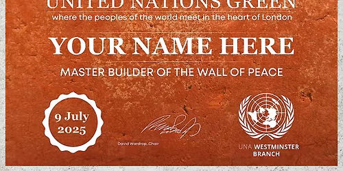 Add your own brick to our Wall of Peace - here in the heart of London!