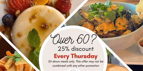 Over 60s - 25% discount every Thursday 