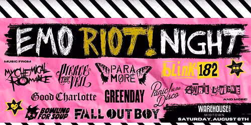 EMO RIOT NIGHT at Warehouse Live Midtown Saturday August 8, 2026