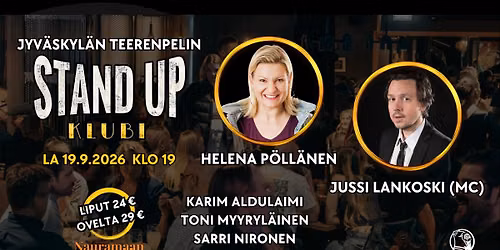 Jyv\u00e4skyl\u00e4n Teerenpelin stand up -klubi la 19.9.2026