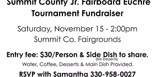 Summit County Jr. Fair FUNDRAISER Euchre Tournament 