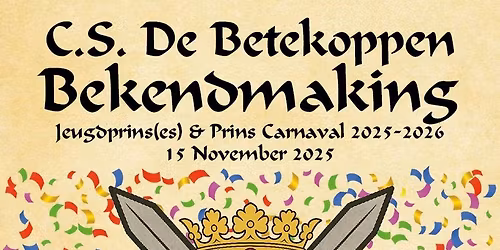 Bekendmaking jeugdprins(es) en prins carnaval 2025-26