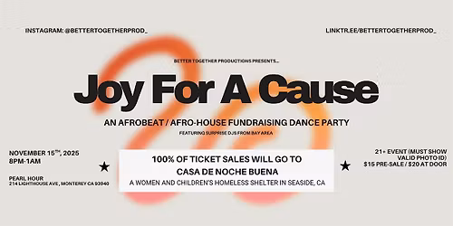 Joy For A Cause - An Afrobeat\/Afro-House Fundraising Party