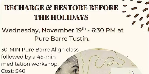 Meditation Workshop at Pure Barre Tustin