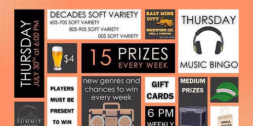 Soft Variety Music Bingo Thursday at Salt Mine City Brewing Co.