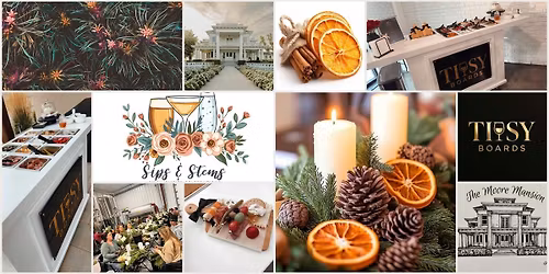 Sips and Stems-Holiday Citrus Centerpiece + Tipsy Board at Moore Mansion