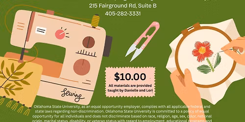 Adult Basic Sewing- Call 405-282-3331 to register
