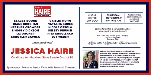 Meet & Greet at Market House Rise Up Coffee with Jessica Haire