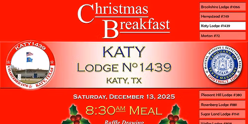 CHRISTMAS BREAKFAST: Katy Lodge #1439