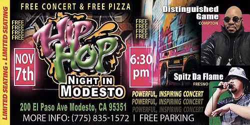 Free HIP-HOP Concert & Free Pizza in MODESTO
