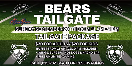 Khaos Brewcade Bears Tailgate - Sunday September 20th from 11 AM - 4 PM