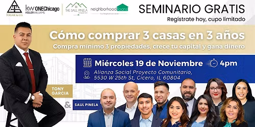 3 Casas en 3 A\u00f1os: Seminario de Inversi\u00f3n en Bienes Ra\u00edces