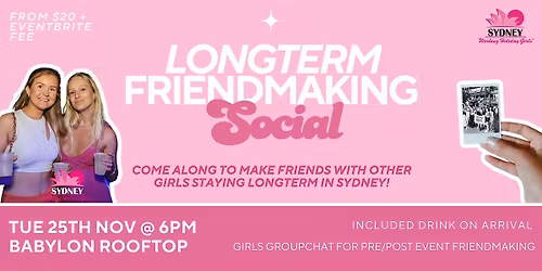 Longterm Friendmaking Social | Tuesday 25th November