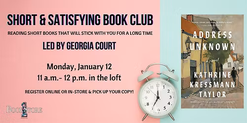Short & Satisfying Book Club: "Address Unknown" - Kathrine Kressmann Taylor