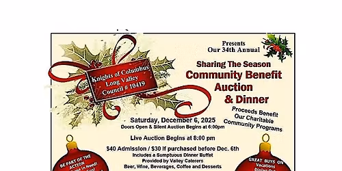 Long Valley Knights of Columbus - Community Benefit Auction & Dinner