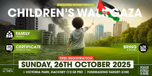 Children\u2019s Walk for Gaza with Picnic in Victoria Park