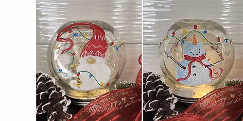 Your Choice of One Christmas Snow Globe with Lights  Paint Art Sip Class