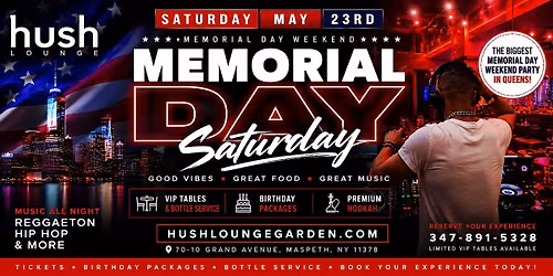 Best Memorial Day Weekend Party in Queens NYC | Hush Lounge Garden