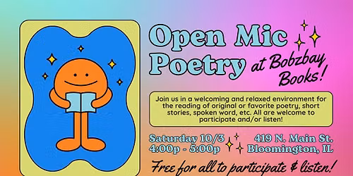 October Open Mic Poetry at Bobzbay Books! 