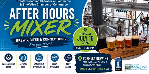 2 Chambers - After Hours Mixer at Formula Brewing - SnoValley Chamber & Issaquah Chamber