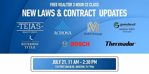 FREE 3 HR REALTOR CE CLASS - NEW LAWS & CONTRACT UPDATES