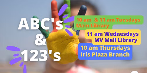 ABC's & 123's Story Time — 25480 Alessandro Blvd, Moreno Valley, CA, United States, California 92553