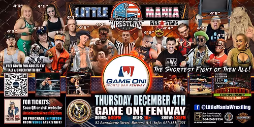 Boston, MA - Little Mania Mini Wrestling @ Game On! Fenway
