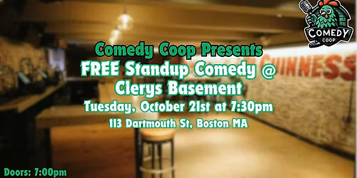 Comedy Coop Presents: FREE Standup Comedy @ Clerys Basement
