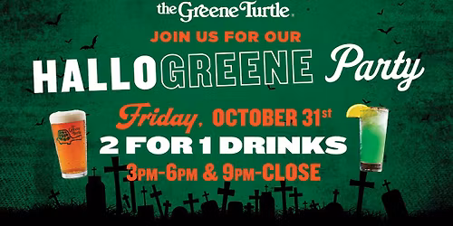 Hallo-GREENE Happy Hour & Party with 2-for-1 Drinks!