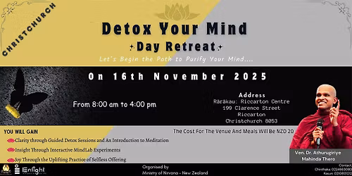 Detox Your Mind Christchurch Day Retreat - 16 Nov 2025