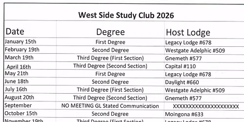 West Side Study Club--2nd Degree
