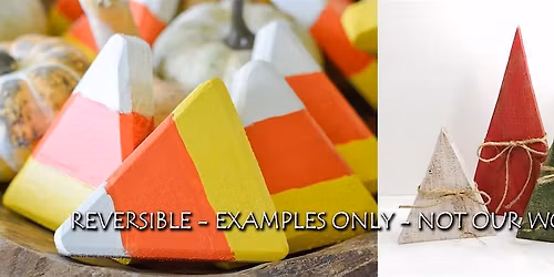 Reversible Candy Corn/Tree Wood Decor