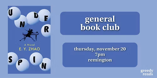 Greedy Reads Book Club November: "Underspin" by E.Y. Zhao