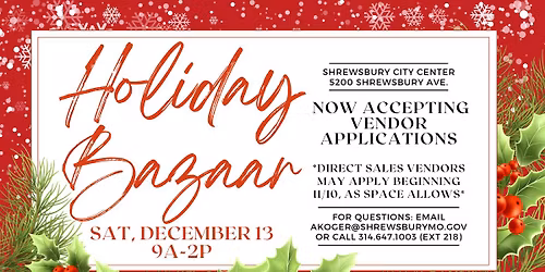 Shrewsbury Holiday Bazaar: Vendor Registration Now Open