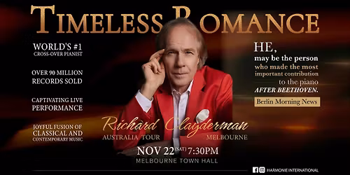 Richard Clayderman Timeless Romance Live in Australia - Melbourne