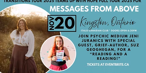 Messages from Above with Jeni & Suz  KINGSTON, ON