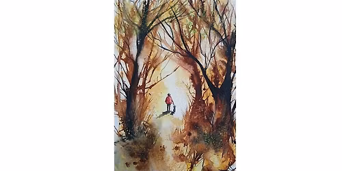 AUTUMN WALK WATERCOLOUR PAINTING
