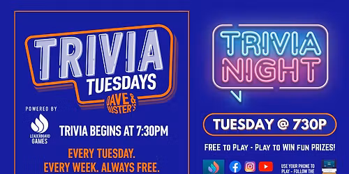 Trivia Night | Dave & Buster's - Freehold NJ - TUE 730p @LeaderboardGames