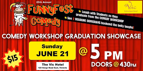 Sunday, JUNE 21 @ 5 pm - FunnyFest COMEDY Workshop Grad Show-VICTORIA, BC