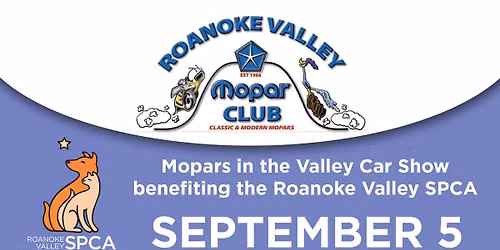 Roanoke Valley SPCA @ The Annual Roanoke Valley Mopar Valley Car Show