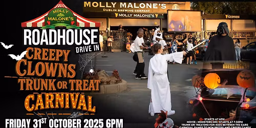 \ud83c\udfaaMolly's Roadhouse Drive in Creepy Clowns Trunk or Treat Carnival \ud83c\udfaa