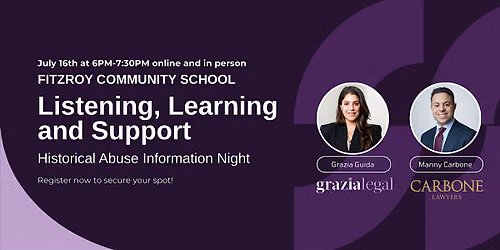 IN PERSON Information Night - Abuse Survivors of Fitzroy Community School