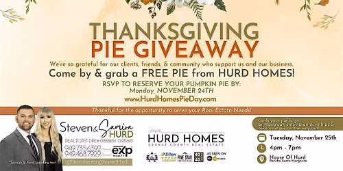 HURD HOMES Thanksgiving Pie Giveaway