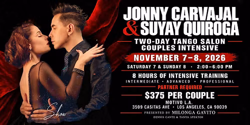 Two-Day Tango Salon Couples Intensive with Jonny Carvajal & Suyay Quiroga